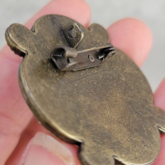 Vintage Statement Brooch Pin Faceted Glass Rhinestone Brass Metal Art Deco 1930s - Picture 7 of 14